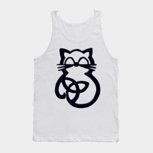 Black Trinity Knot Celtic Cat Tank Top